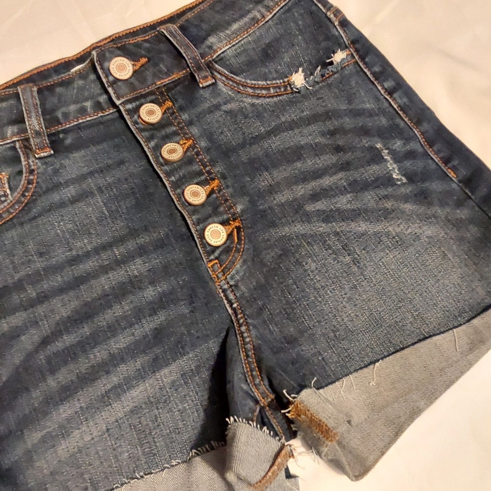 Kancan High Rise Button Up Cut Off Size Small Jean 2" Shorts‎ Denim Stretch